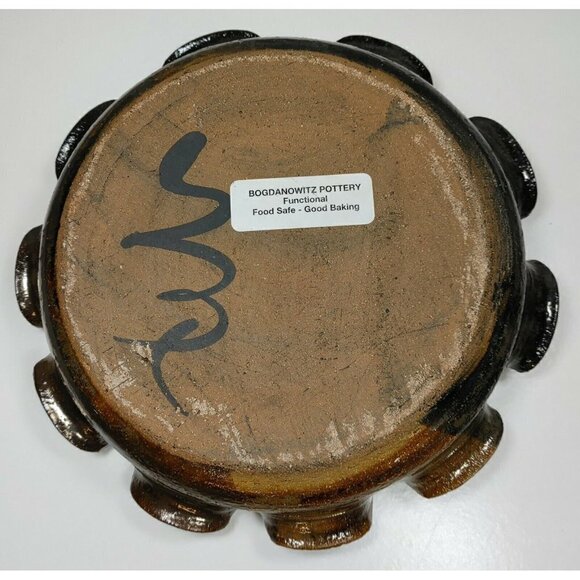 Vintage Bogdanowitz Pottery Food Safe Sculpted Edge Good Baking Round Bowl - Picture 2 of 8